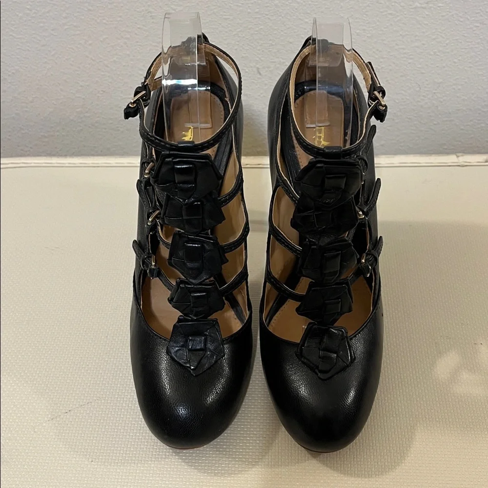 L.A.M.B. Black Strappy High Heels - Picture 2 of 15